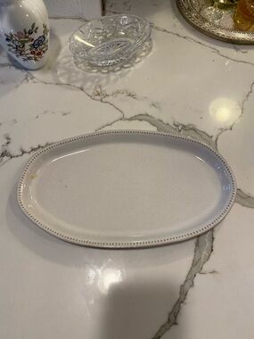 NWOT Hearth and Hand White Beaded Edge Oval Farmhouse Durable Stoneware Platter